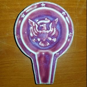 Vintage Pink/Purple Glazed Ceramic Eagle Ashtray
